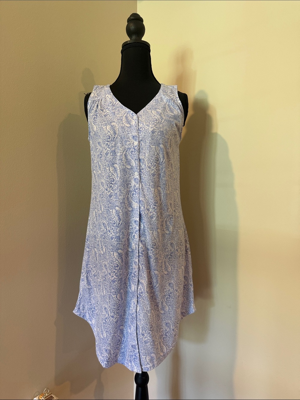 Sleeveless Paisley Chemise Slip in Light Blue
